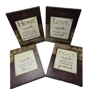 Jennifer Pugh Inspirational Canvas Wall Art Set Love Home Family Peace